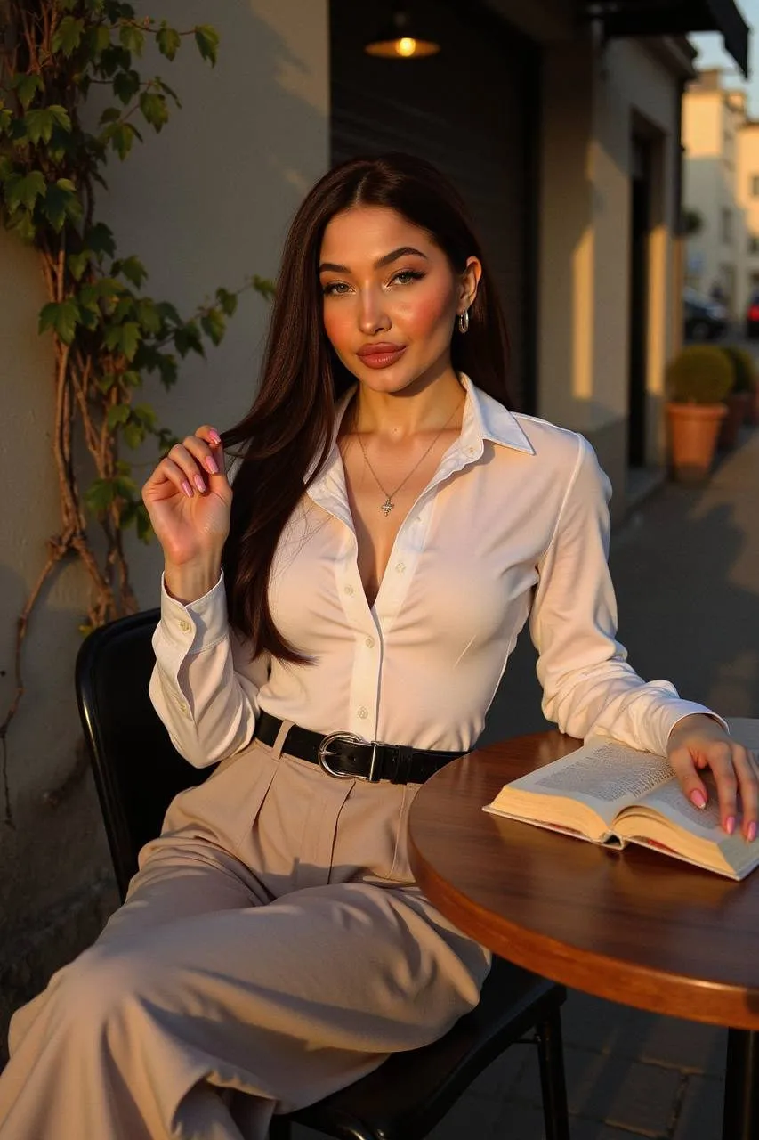 Makeup And Necklace With Crisp Button Down Shirt