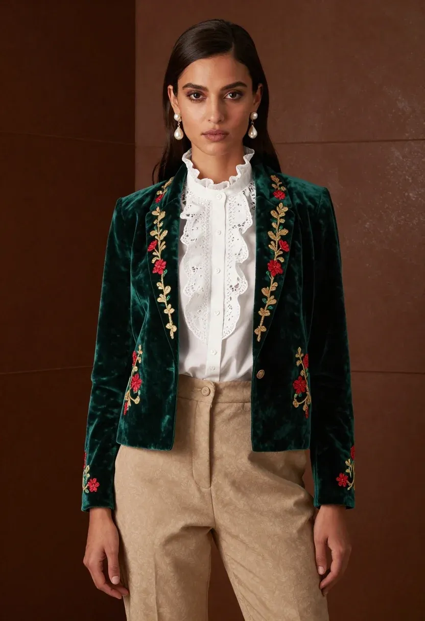 Full-length Portrait Woman With Dark Hair And Striking Eyes Looking