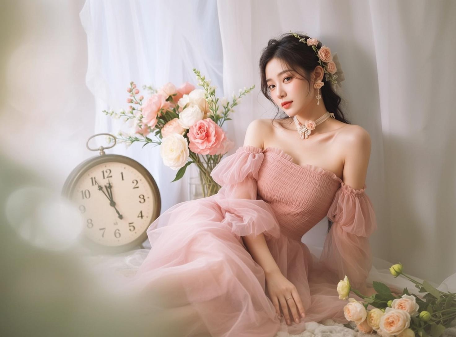 Pink Tulle Dress Floral Headband