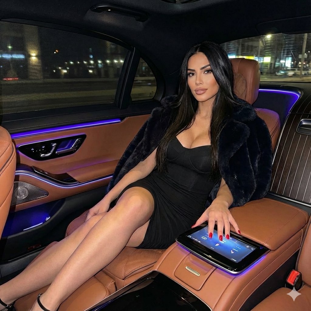 Luxury Car Night City Lights Faux Fur Jacket