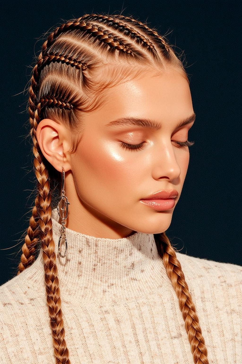 Cream Turtleneck Braided Beauty