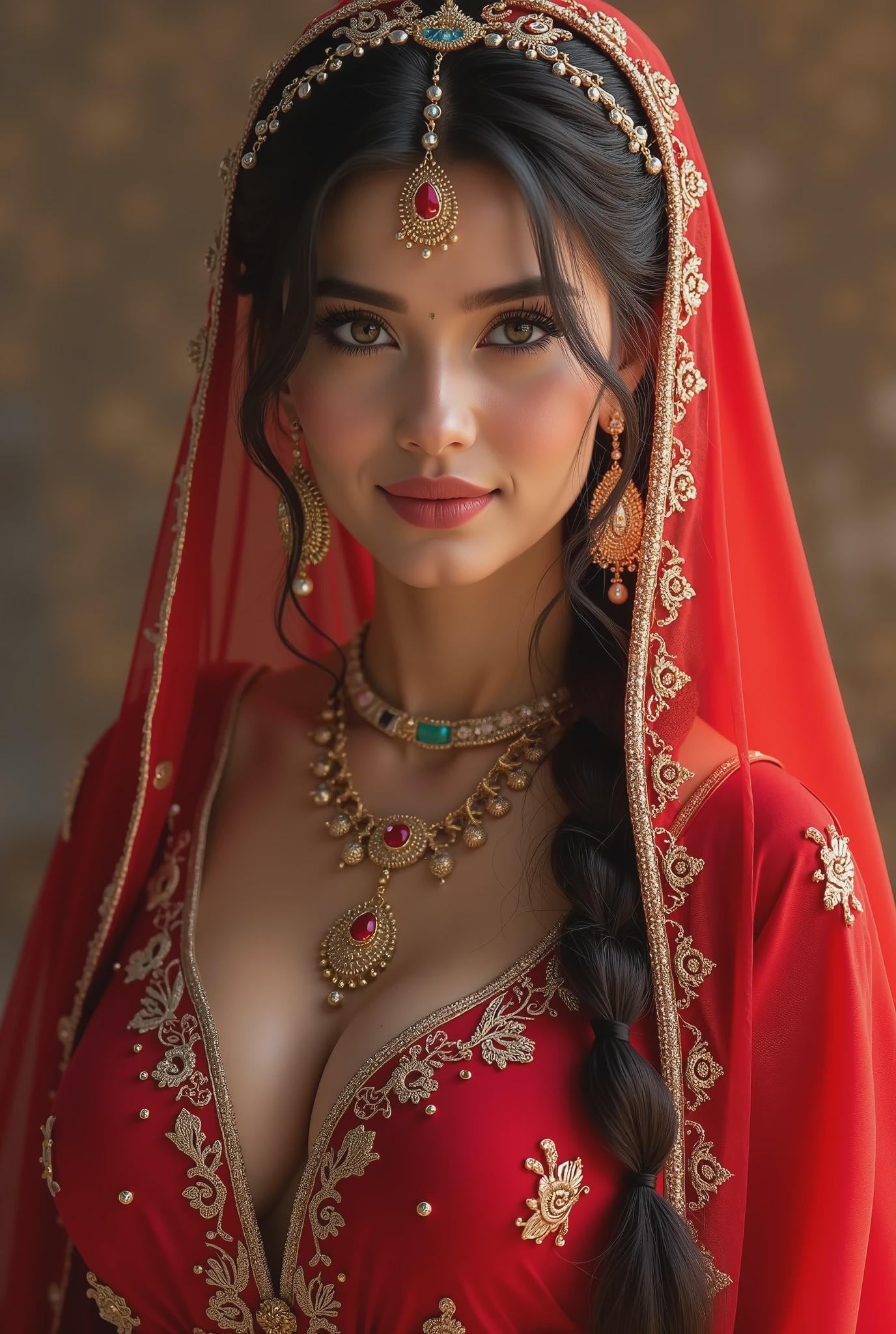 Vibrant Red Traditional Bridal Lehenga Intricate Gold In Center