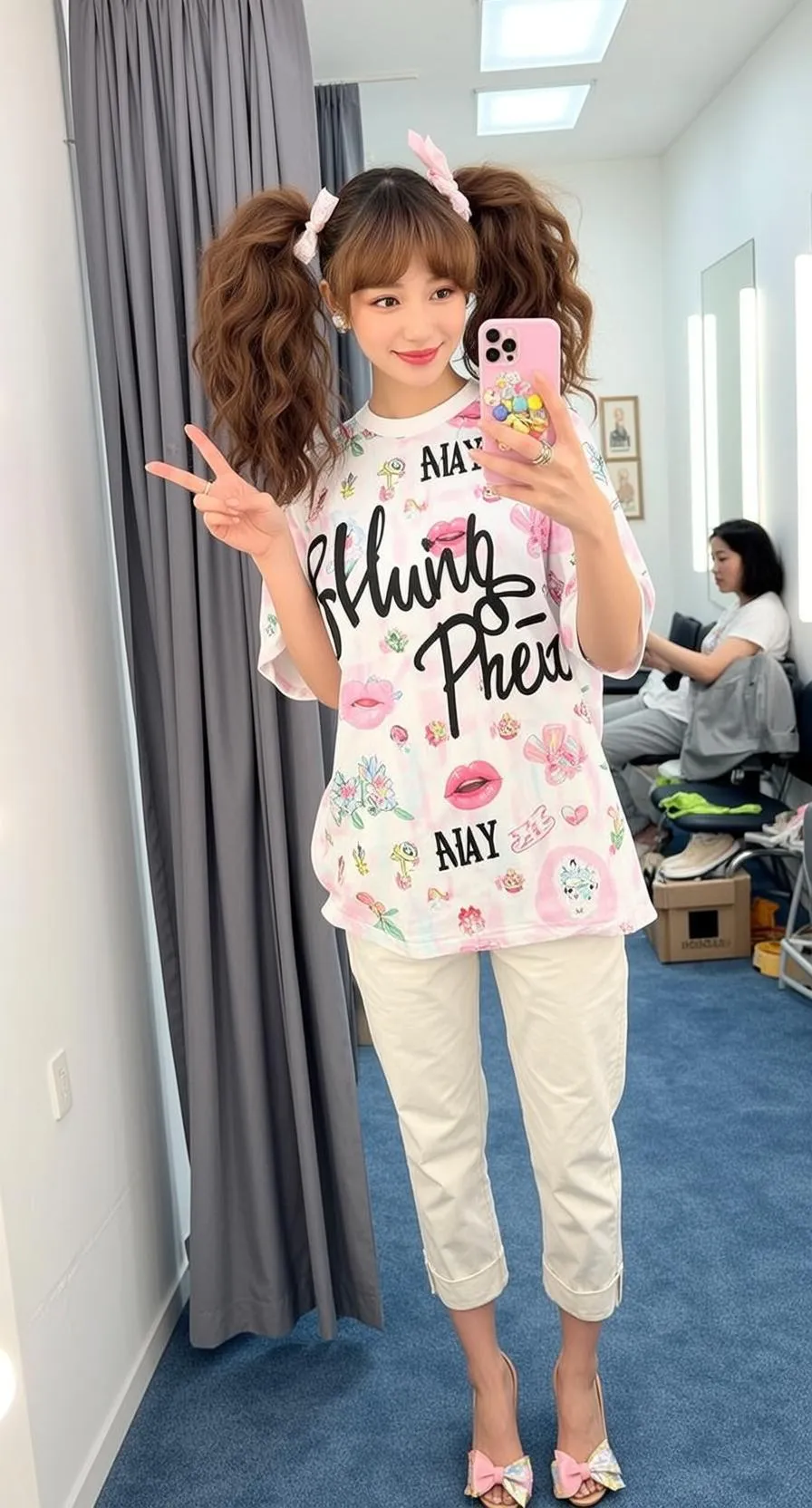Fitting Room Peace Sign Selfie