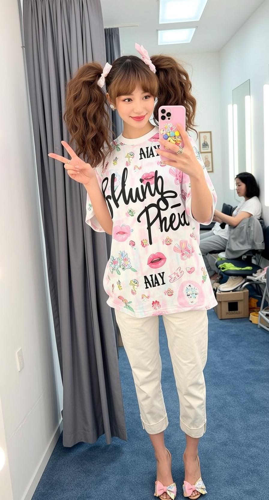 Fitting Room Peace Sign Selfie