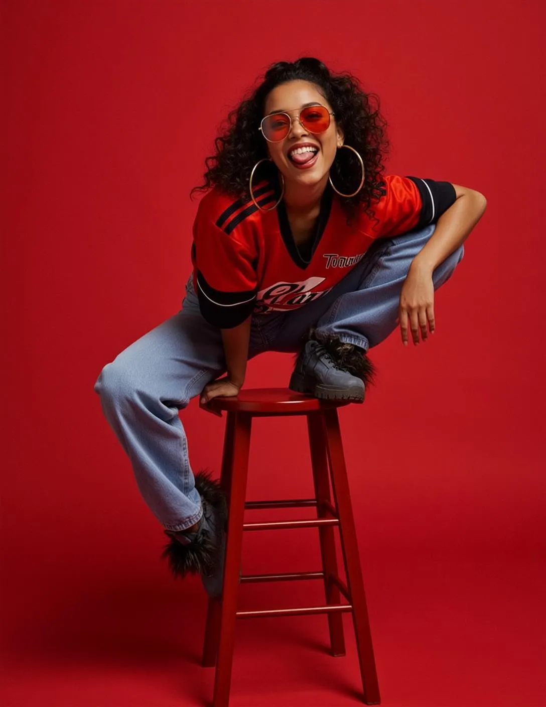 Sunglasses And Earrings In Studio Portrait