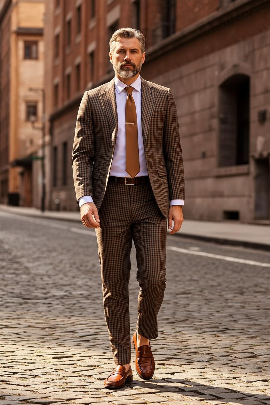 Fashion Week Middle-aged Short Graying Styled Back