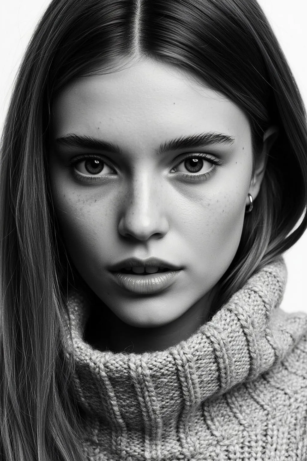 Earrings In Turtleneck Portrait