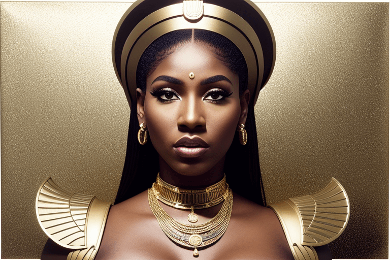 Egyptian Gold Ensemble With Halo Headpiece