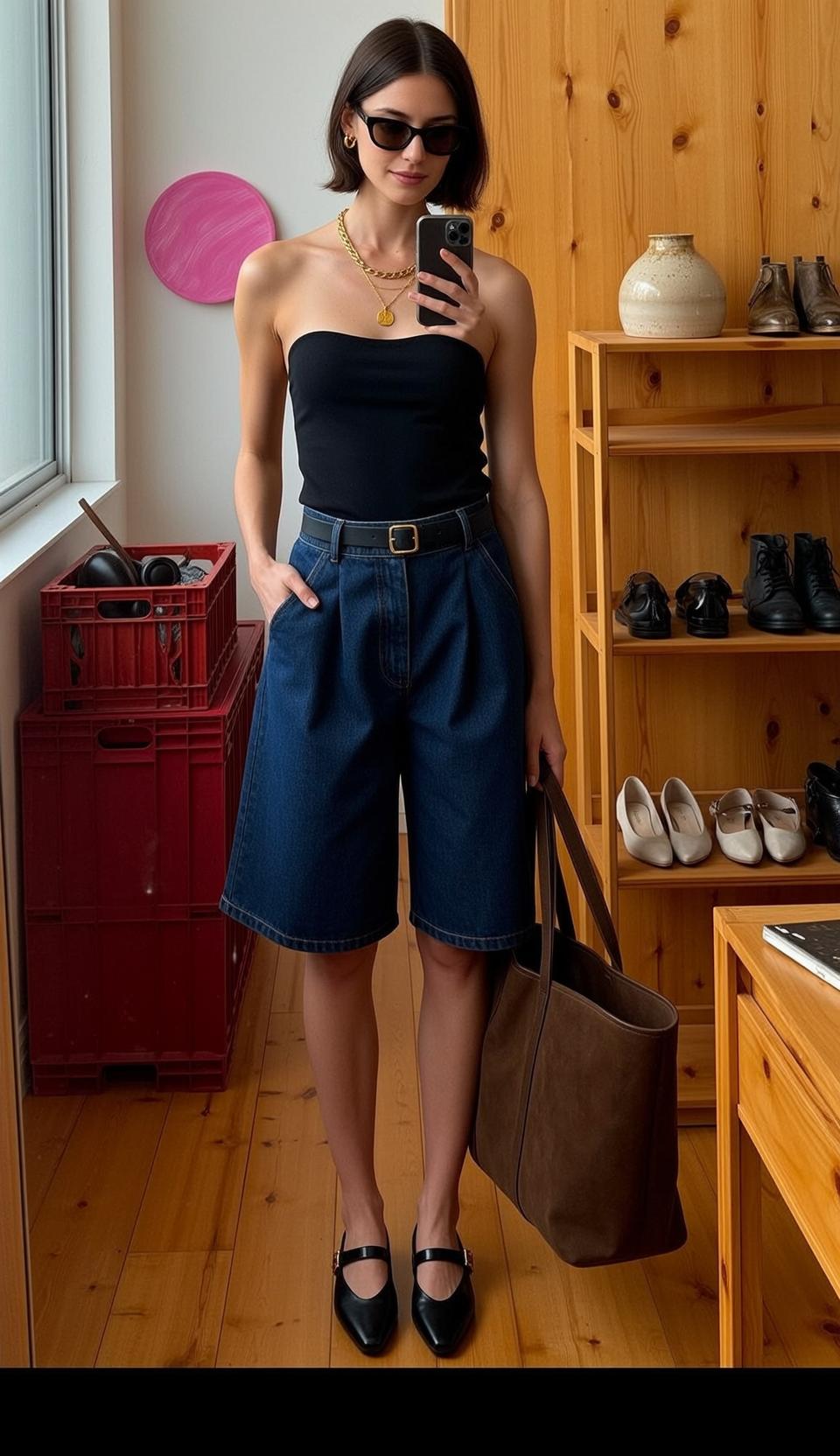Casual Short Brown Bob Fair Black Strapless