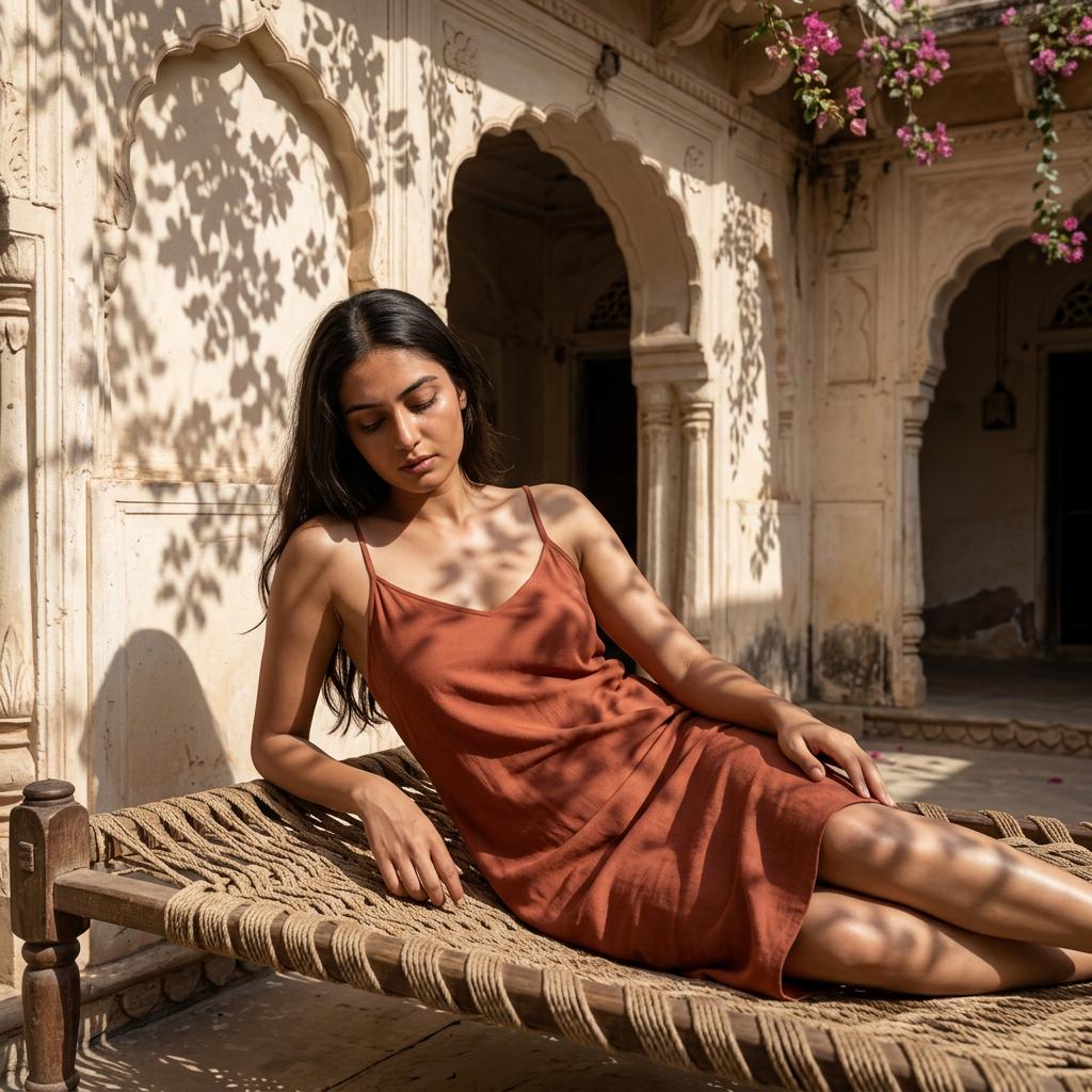 Sunbaked Courtyard Editorial Portrait Carved Cream Architecture
