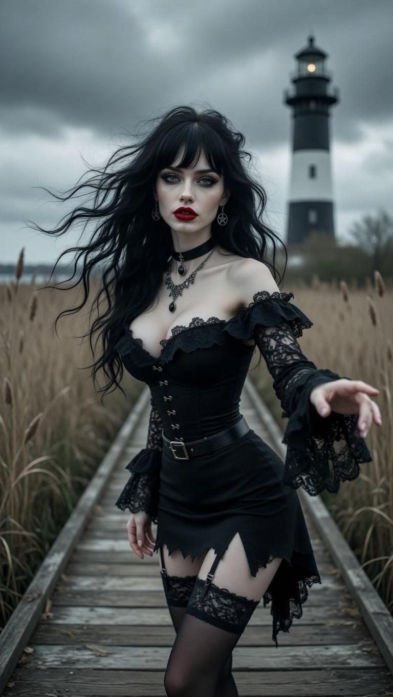Weathered Boardwalk Windswept Pose