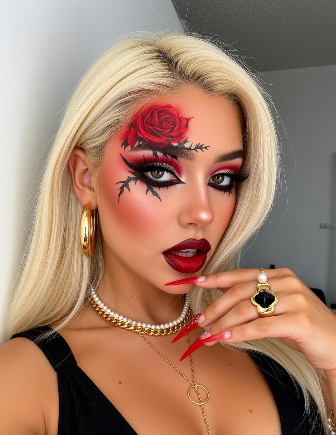 Halloween Makeup Young Long Straight Blonde Fair