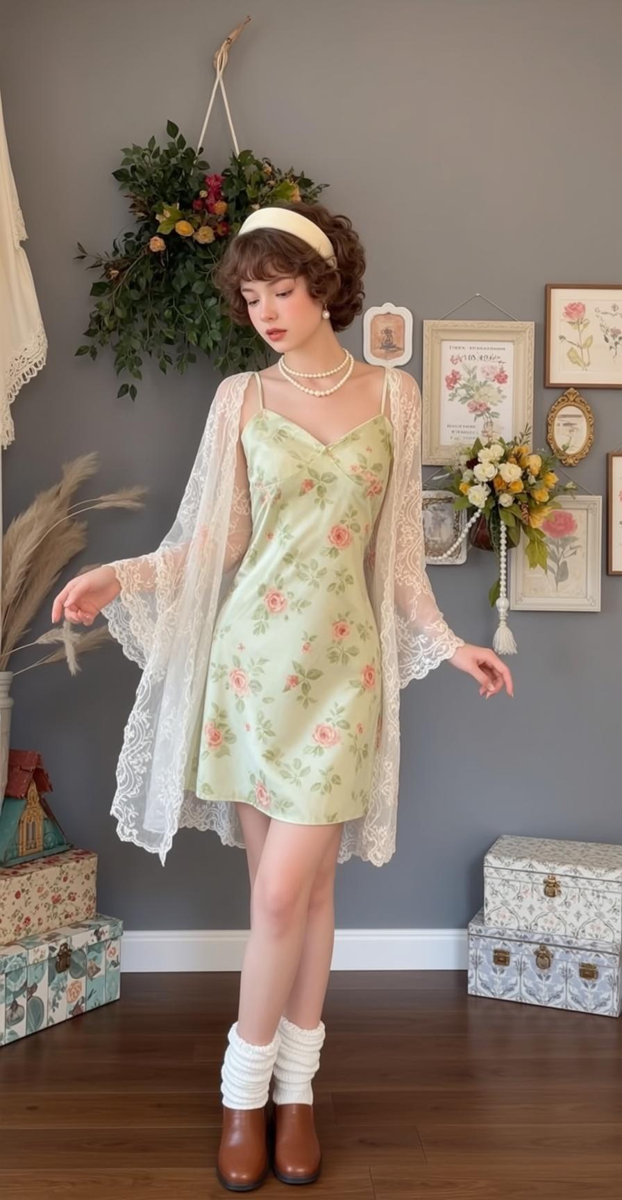 Floral Slip Dress Cozy Look