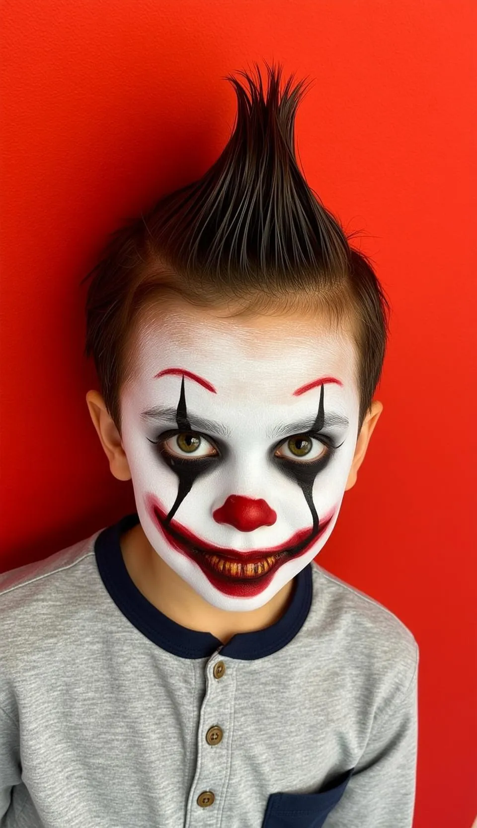 Halloween Makeup Young Boy Spiky Dark Brown