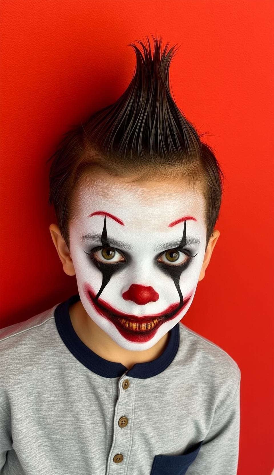 Halloween Makeup Young Boy Spiky Dark Brown