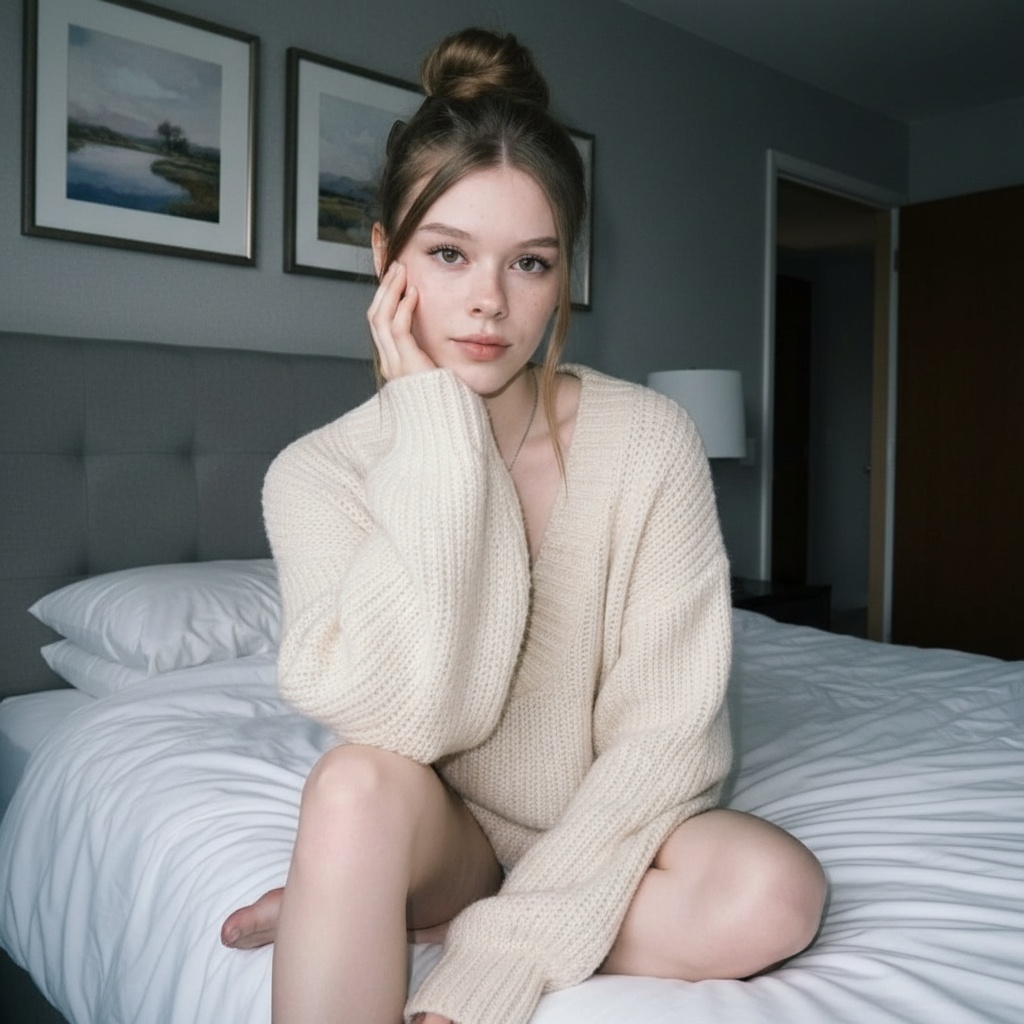 Cozy Knit Sweater V Neck Bedside