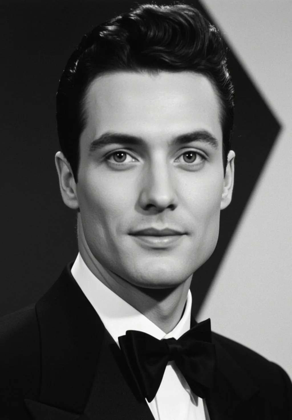 Black And White Medium Close-up Portrait Young Man With Dark