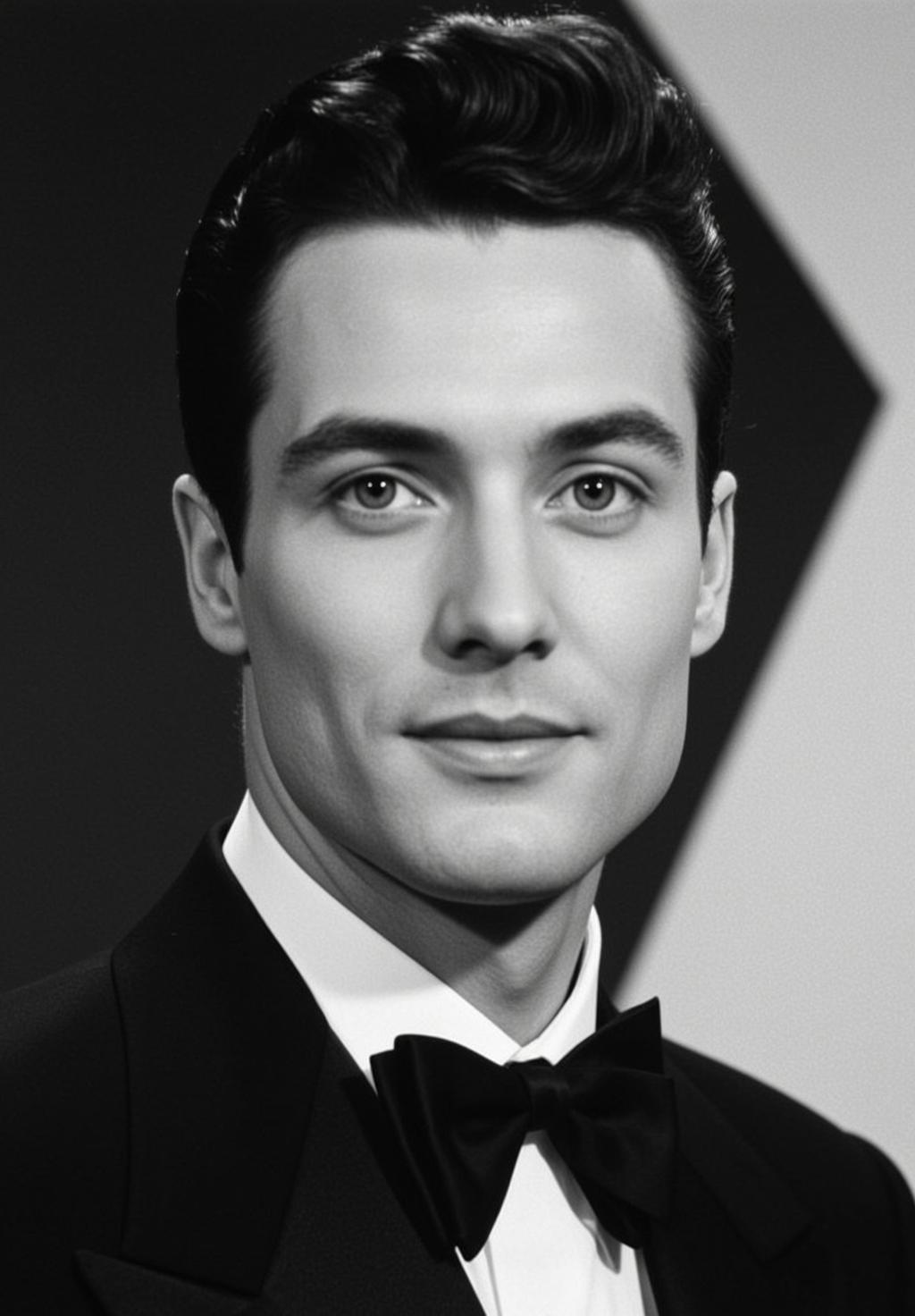 Black And White Medium Close-up Portrait Young Man With Dark