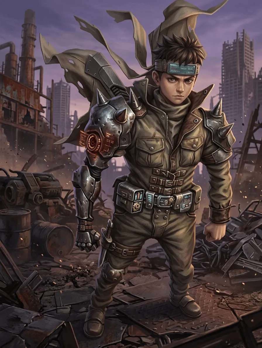 Post Apocalyptic Warrior Ruined Industrial Wasteland Digital Illustration
