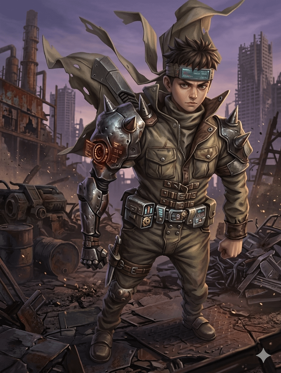 Post Apocalyptic Warrior Ruined Industrial Wasteland Digital Illustration