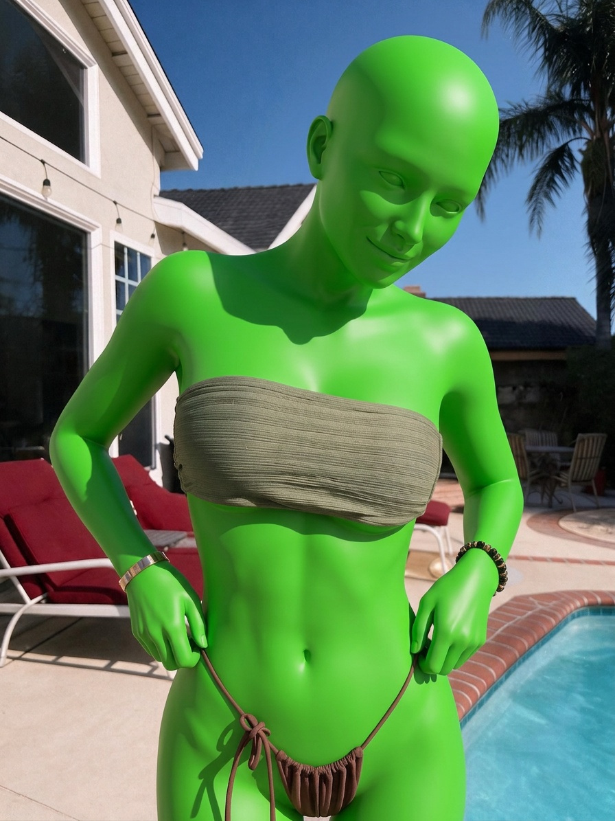 Template for Olive Bandeau Bikini Poolside Portrait