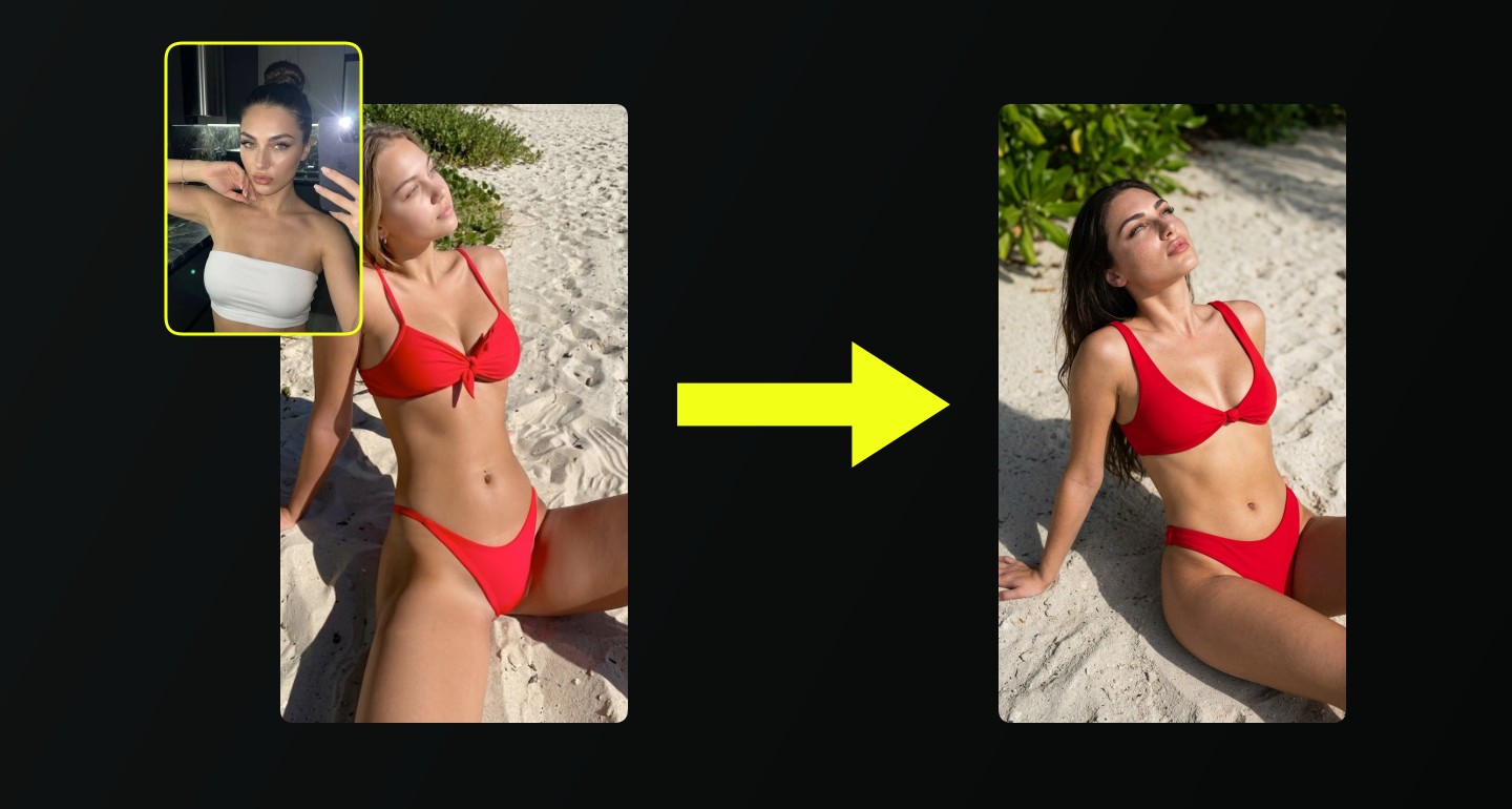 Lily remix walkthrough for Red Bikini Beach Pose Sunlit Sand