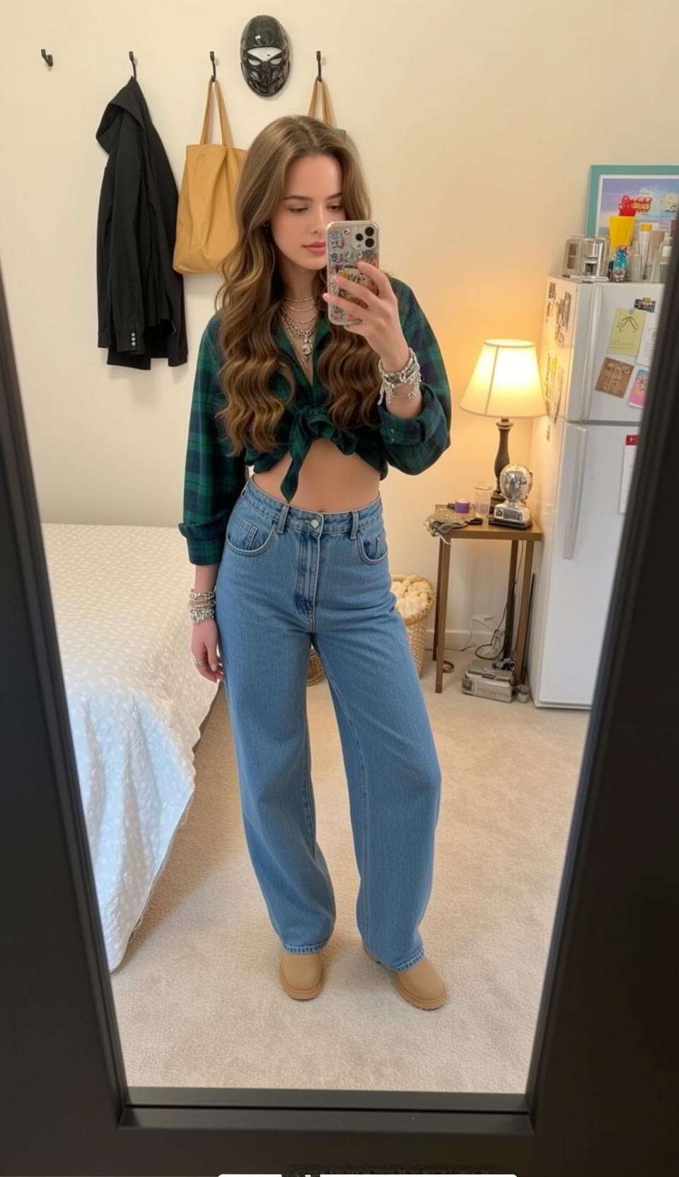 Casual Young Long Wavy Brown Fair Green