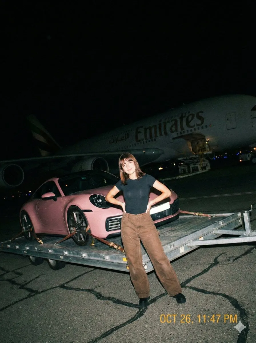 Pink Porsche Airport Tarmac Night Flash