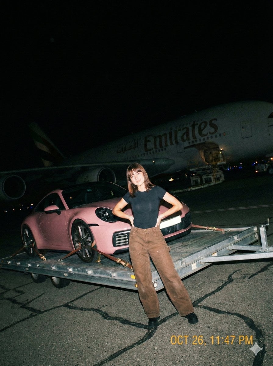 Pink Porsche Airport Tarmac Night Flash