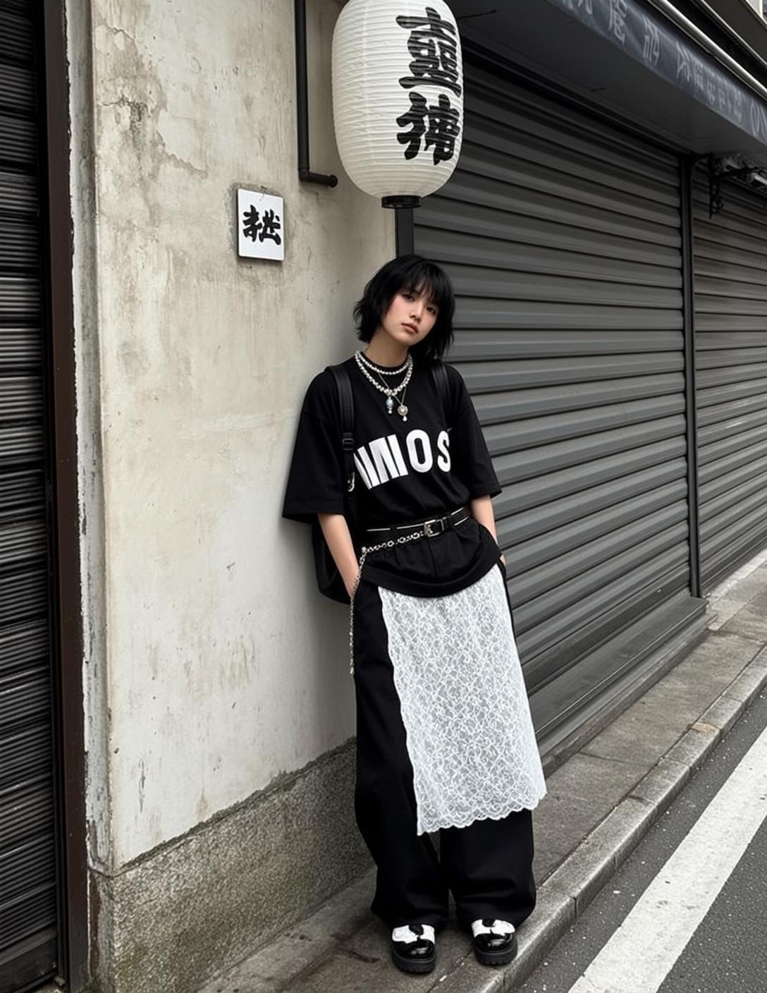 Black Tee Lantern Street Style