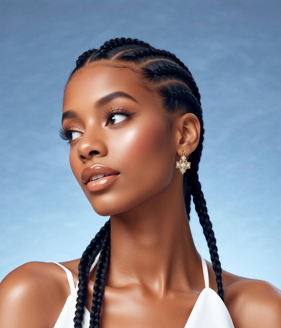 Creative Young Braided Cornrows Long Braids Medium-dark