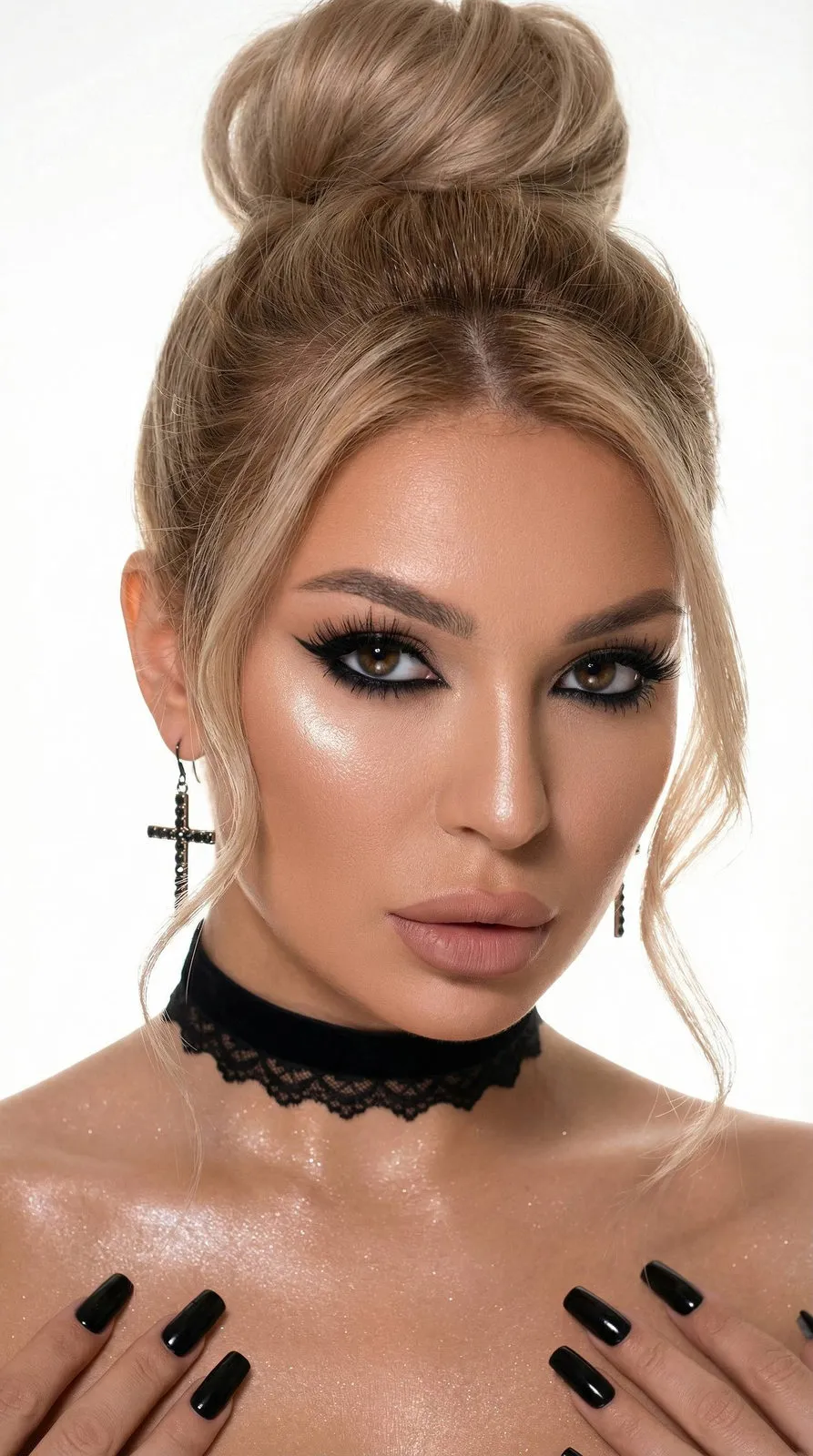 Makeup Earrings And Necklace In Velvet Portrait