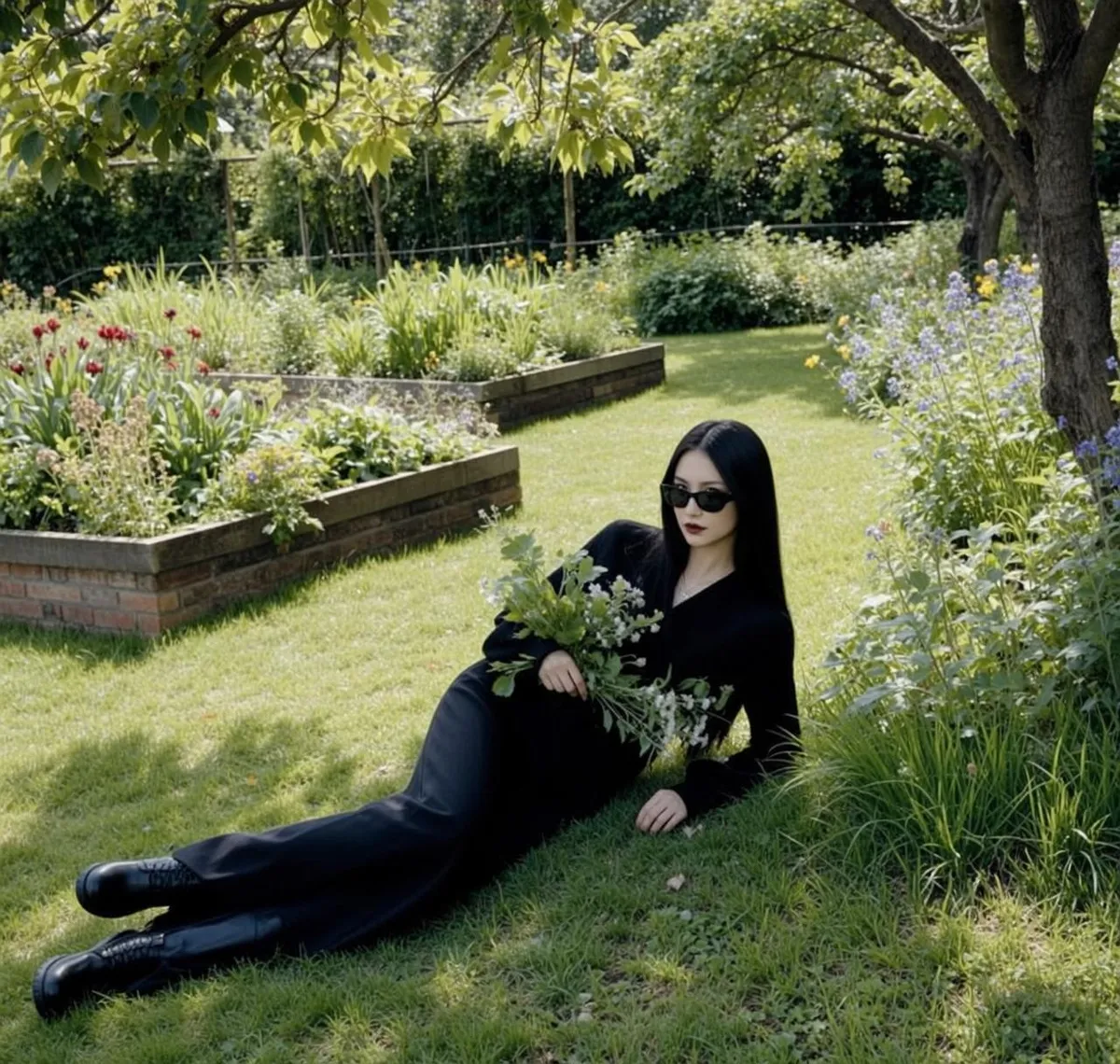 Sunglasses By White Flowers In A Lounge