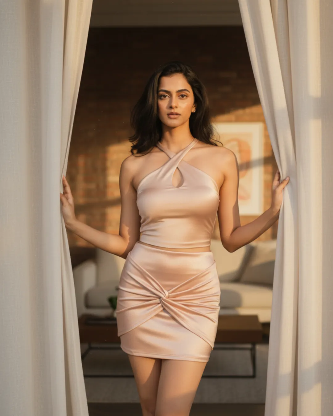 Sheer Linen Curtain Light Pose