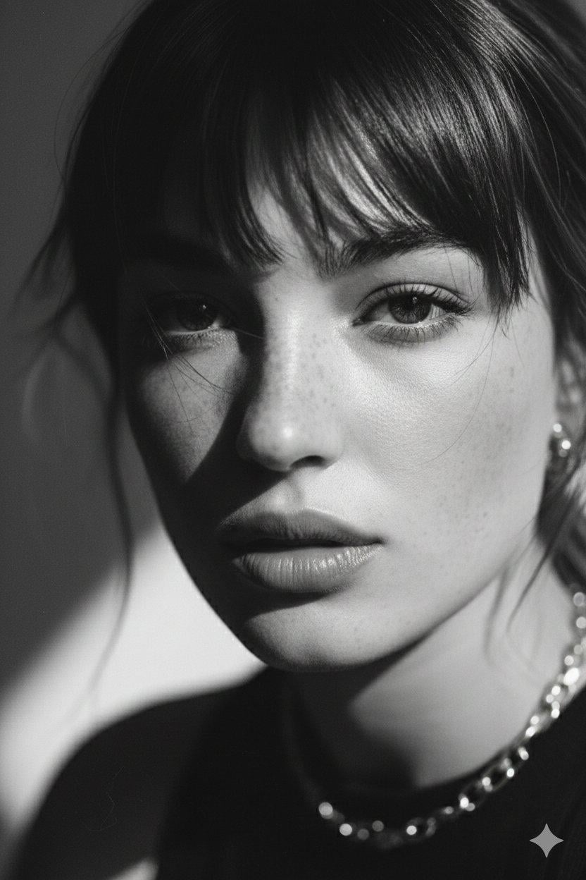 Bangs Neutral Expression Chiaroscuro Lighting