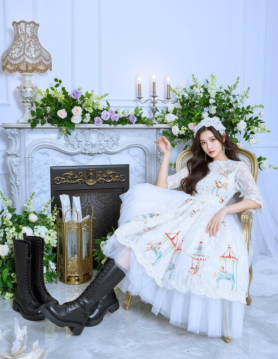 Balletcore Seated Gold Ornate Chair Angled Slightly