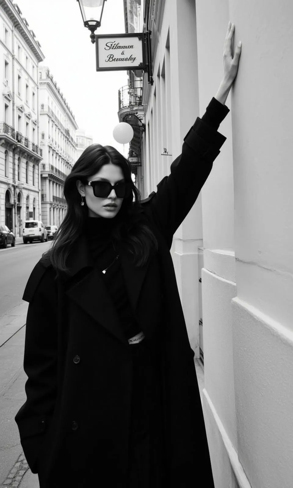 Black Turtleneck Trench Coat