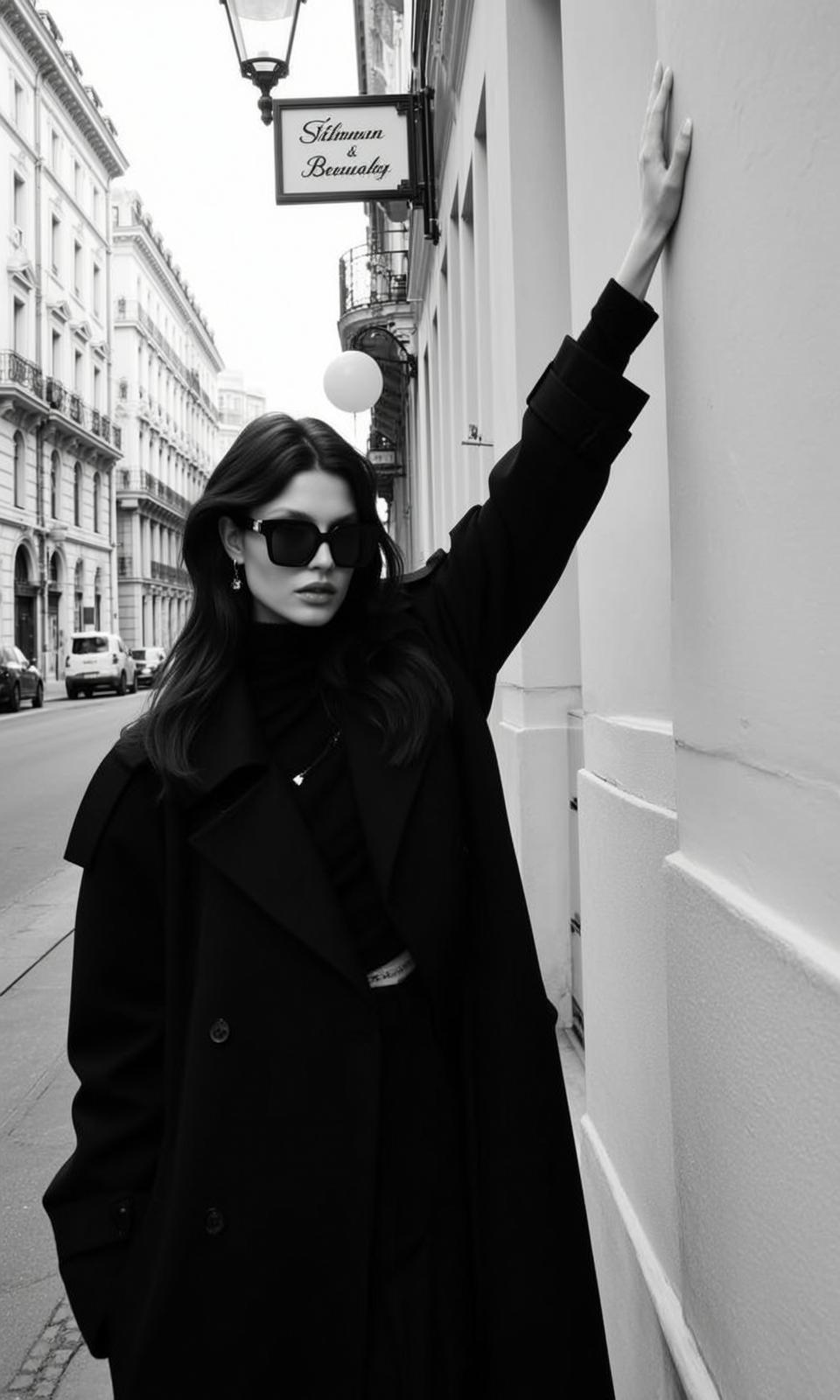 Black Turtleneck Trench Coat