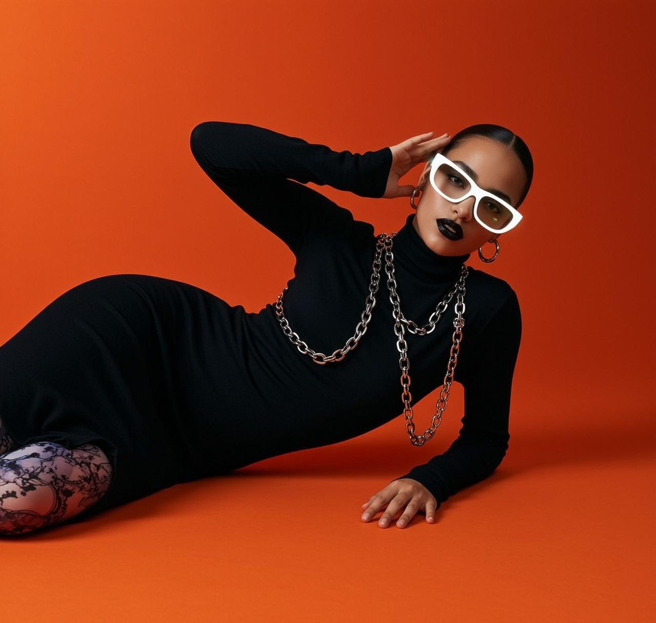 Explore Lying Her Side Orange Floor Body
