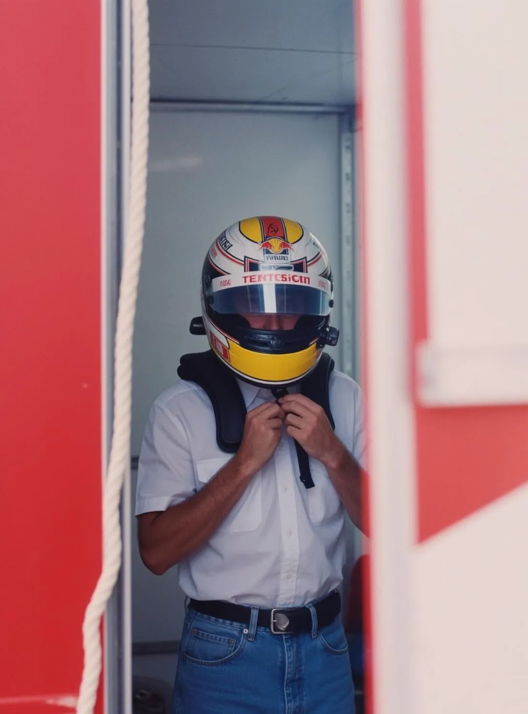 Racing Helmet Garage Portrait