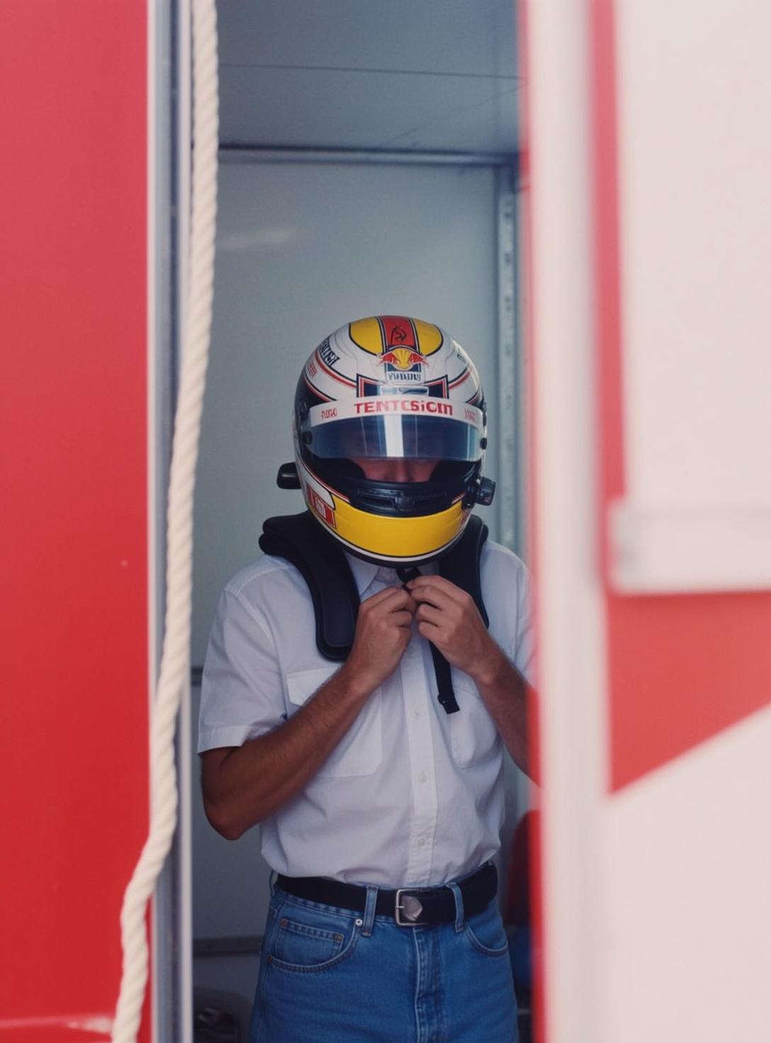 Racing Helmet Garage Portrait