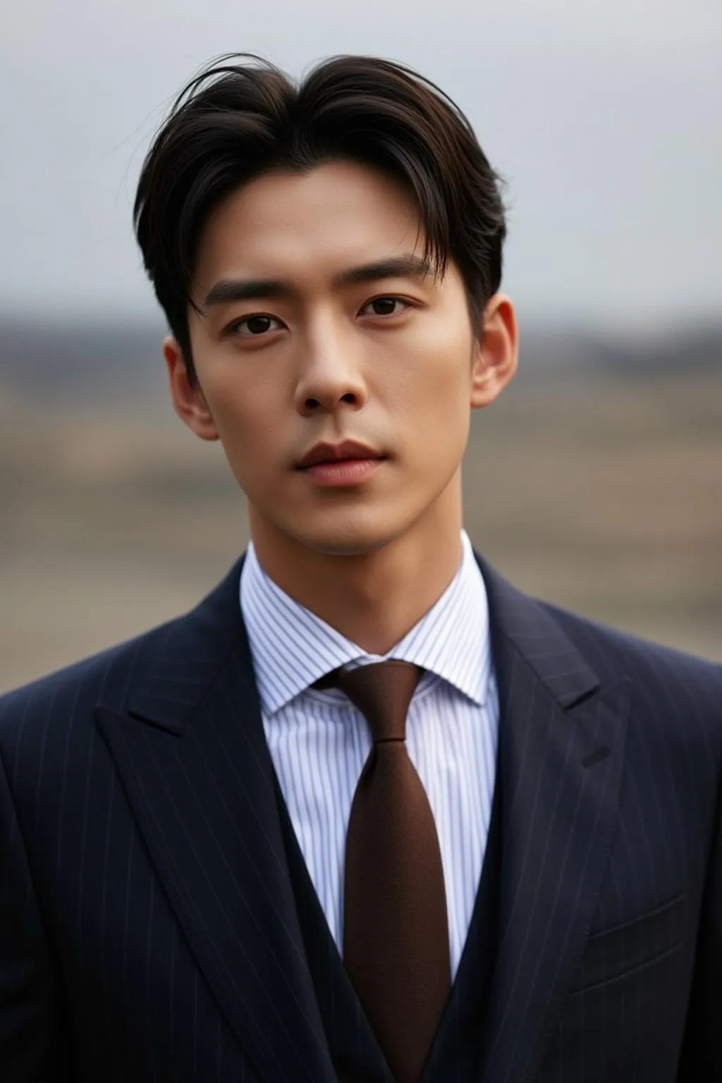 Pinstripe Suit Outdoor Portrait