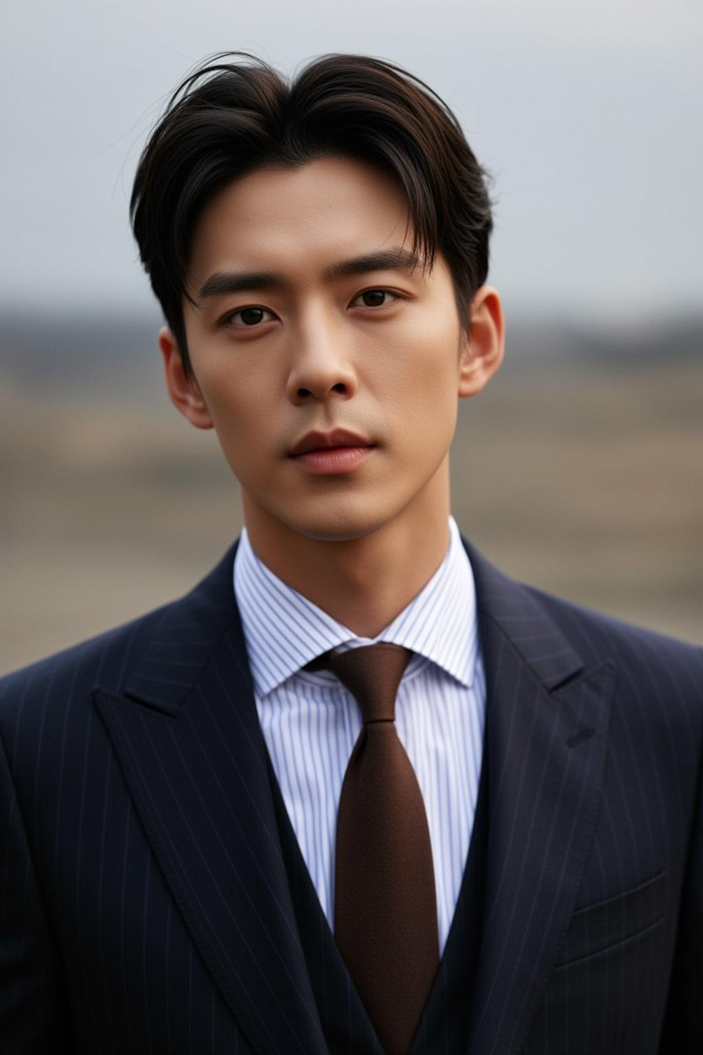Pinstripe Suit Outdoor Portrait