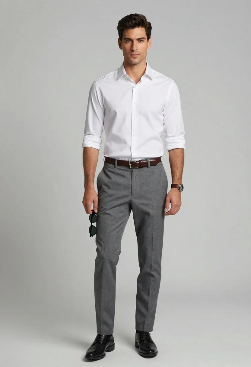 Full-length Studio Portrait Handsome Man With Dark Hair And Confident reference photo