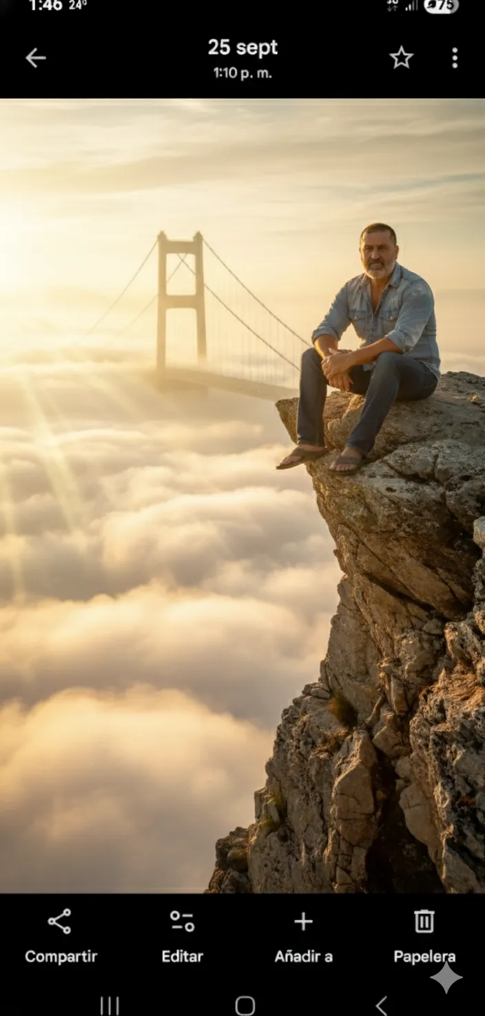 Man On Cliff Above The Clouds
