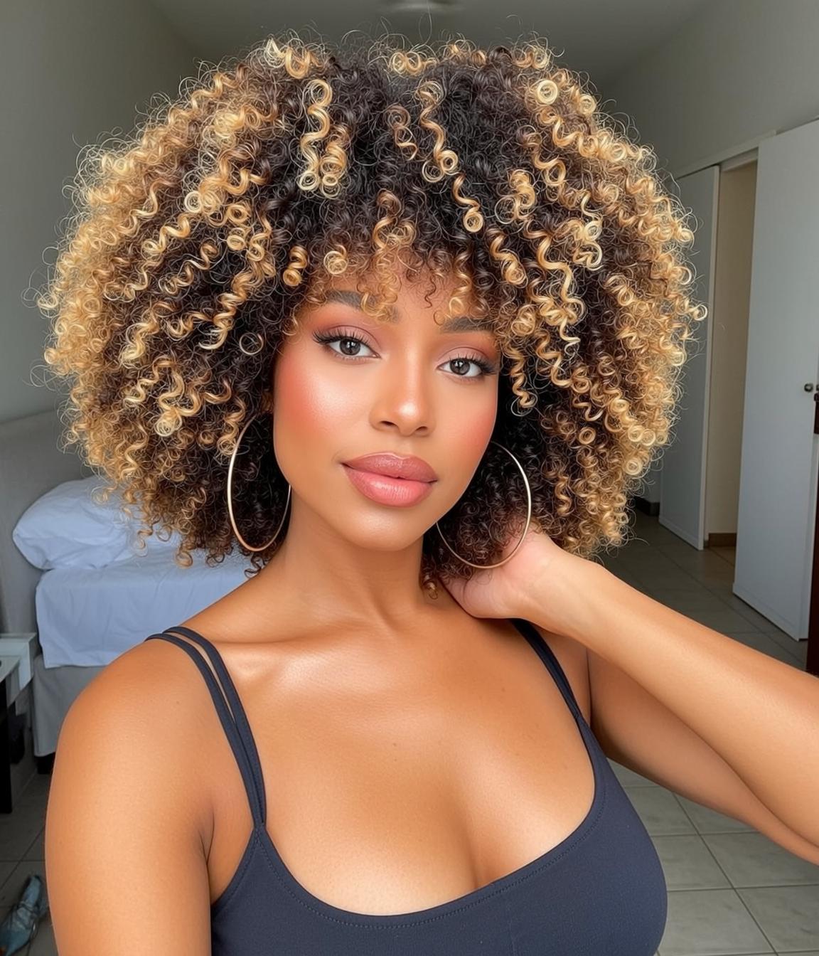 Curly Ombre Hair Bedroom
