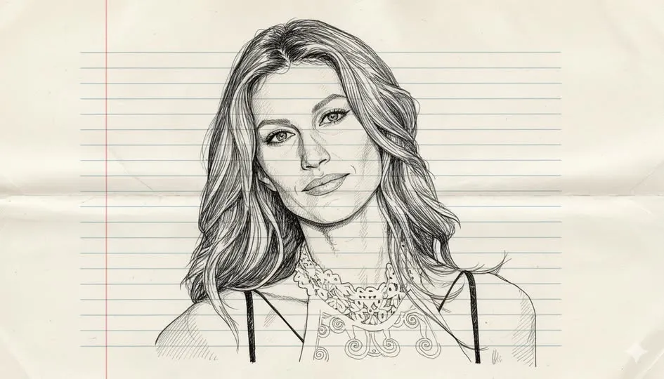 Desenho Retrato Em Tinta Preta