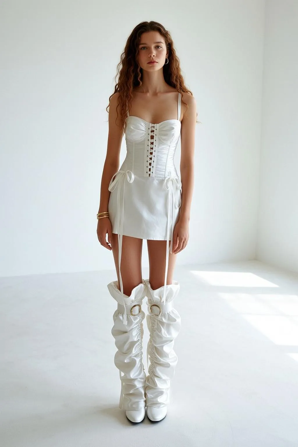Makeup Earrings Bracelets And Rings With White Satin Top