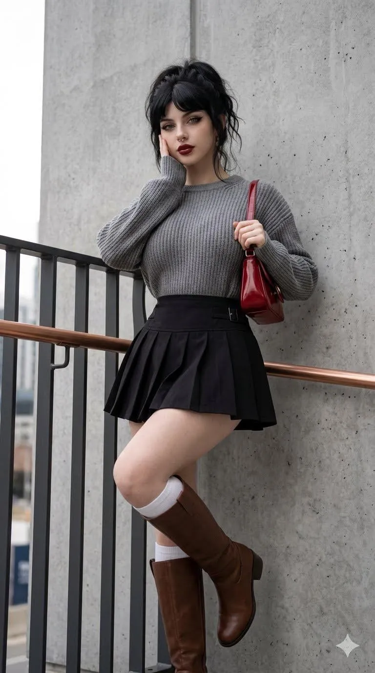 Makeup With Gray Knit Sweater