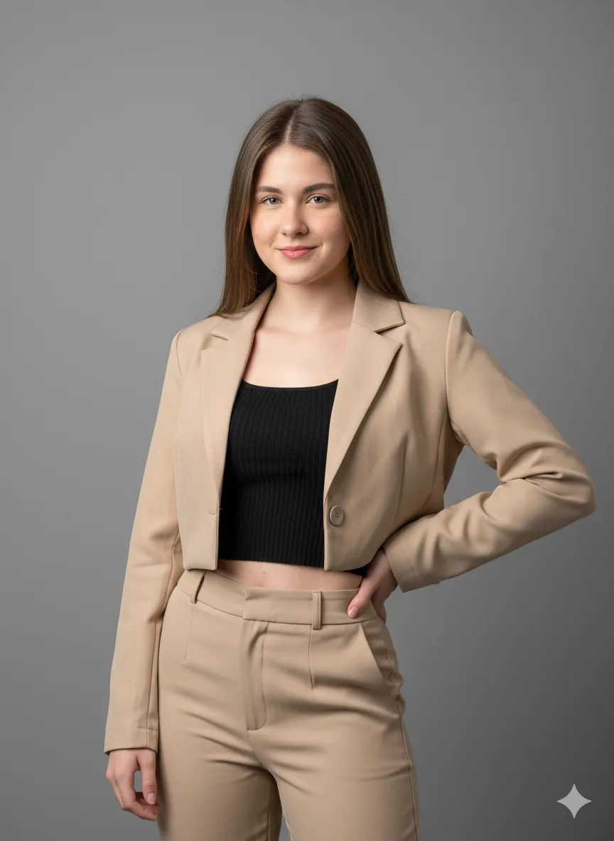 Professional Studio Portrait Beige Suit